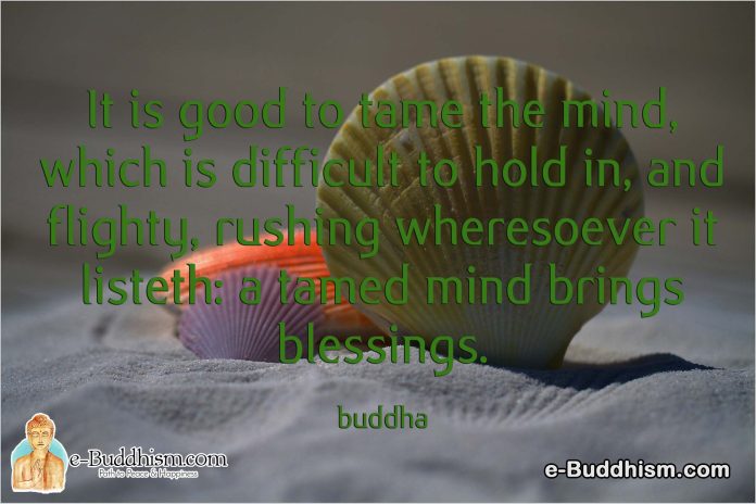 It is good to tame the mind, which is difficult to hold in, a flighty rushing wheresoever it listed; a tamed mind brings blessings. -Buddha