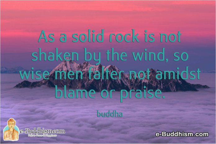 As a solid rock is not shaken by the wind, so wise men falter not amidst blame or praise. -Buddha