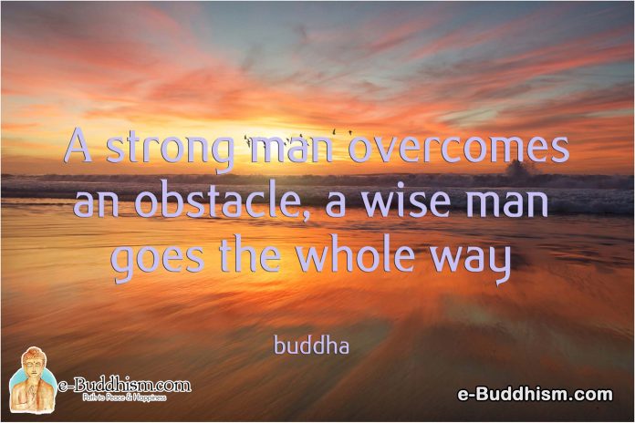 A strong man overcomes an obstacle, a wise man goes the whole way. -Buddha
