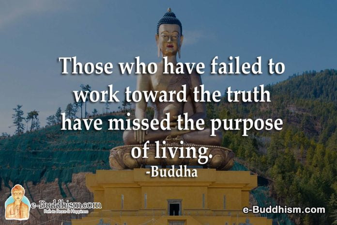 Those who have failed to work toward the truth have missed the purpose of living. -Buddha