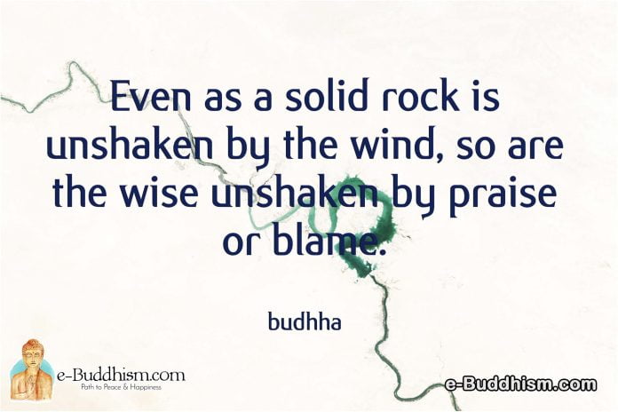 Even as a solid rock is unshaken by the wind, so are the wise unshaken by praise or blame. -Buddha