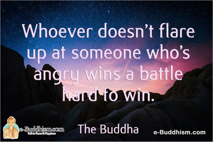 Whoever doesn't flare up at someone who's angry wins a battle hard to win. -Buddha
