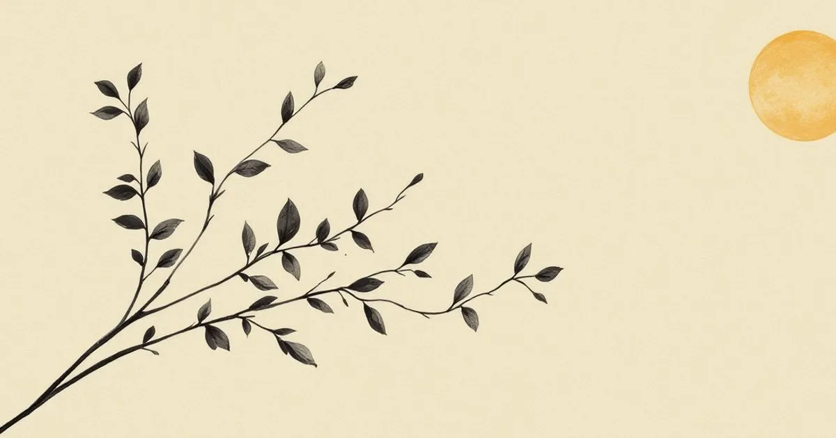 The Bhaddekaratta Sutta: an open palm-leaf manuscript (ink-wash illustration)
