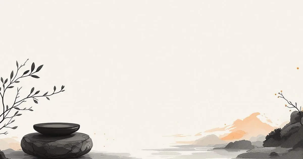 Sumi-e ink-wash illustration: an empty meditation seat.