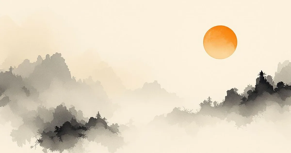 Buddha Quotes on Impermanence and Change: soft light through drifting mist (ink-wash illustration)