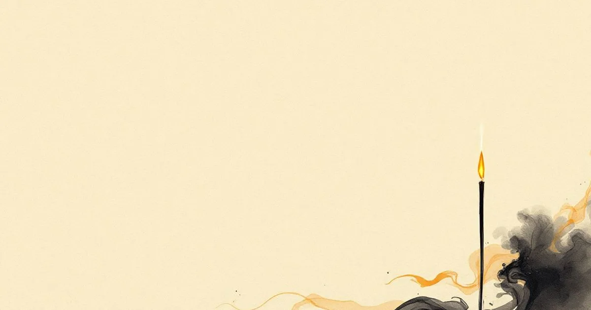 Can Buddhists Smoke: a ribbon of incense smoke rising from a single stick (ink-wash illustration)
