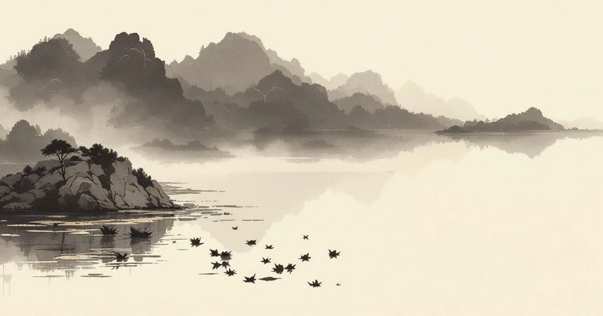 Do Buddhists Believe in Heaven and Hell?: a still pond reflecting open sky and dark depths (ink-wash illustration)