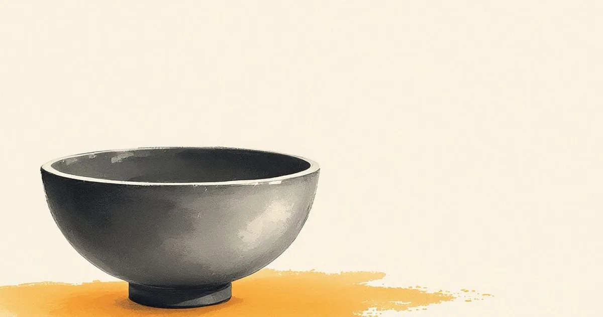 Mahasi Sayadaw: a simple alms bowl (ink-wash illustration)