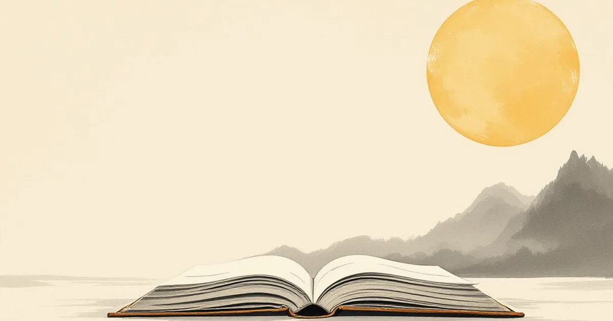 The Mangala Sutta: a single page turning in still air (ink-wash illustration)