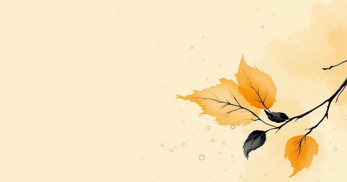 Sumi-e ink-wash illustration: a single dew-laden leaf.