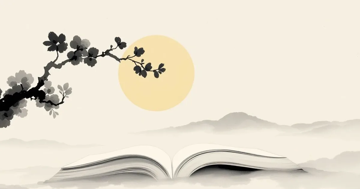 The Surangama Sutra: a single page turning in still air (ink-wash illustration)