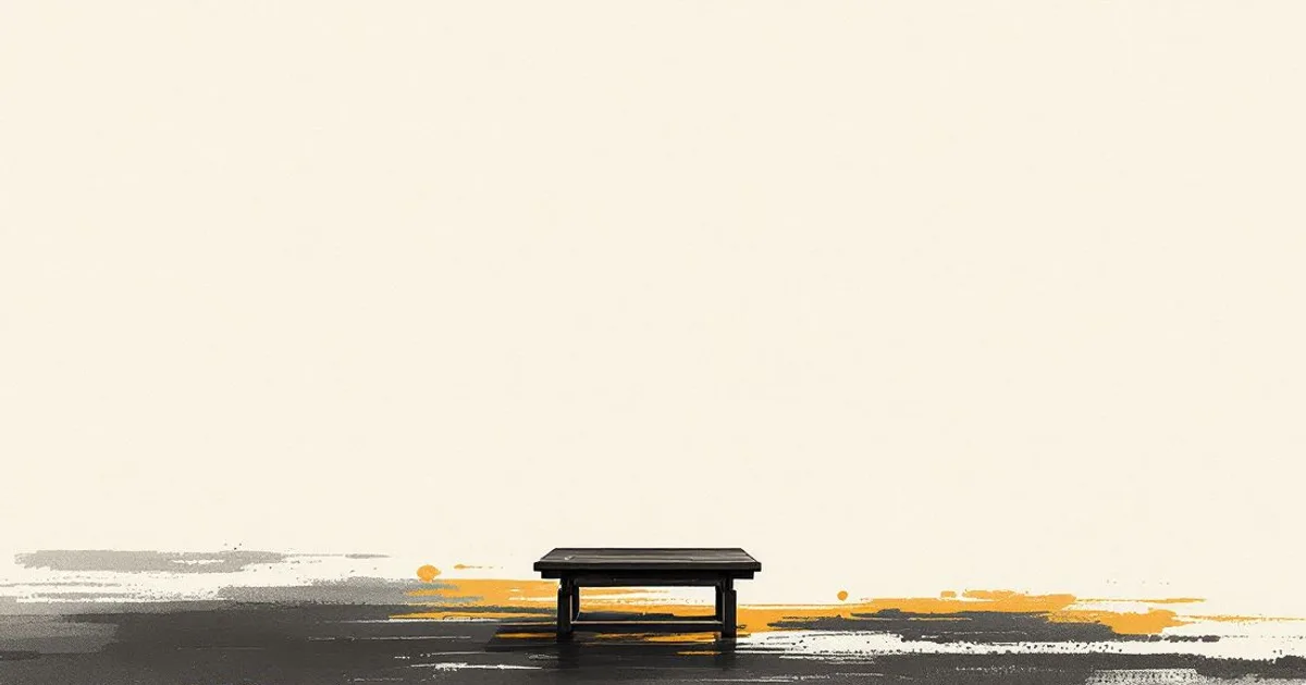 Ṭhānissaro Bhikkhu: an empty meditation seat (ink-wash illustration)