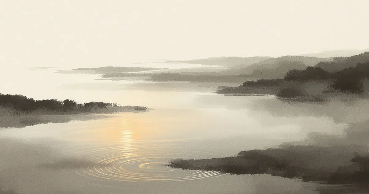 Why Do Buddhists Release Animals?: ripples spreading on still water at dawn (ink-wash illustration)