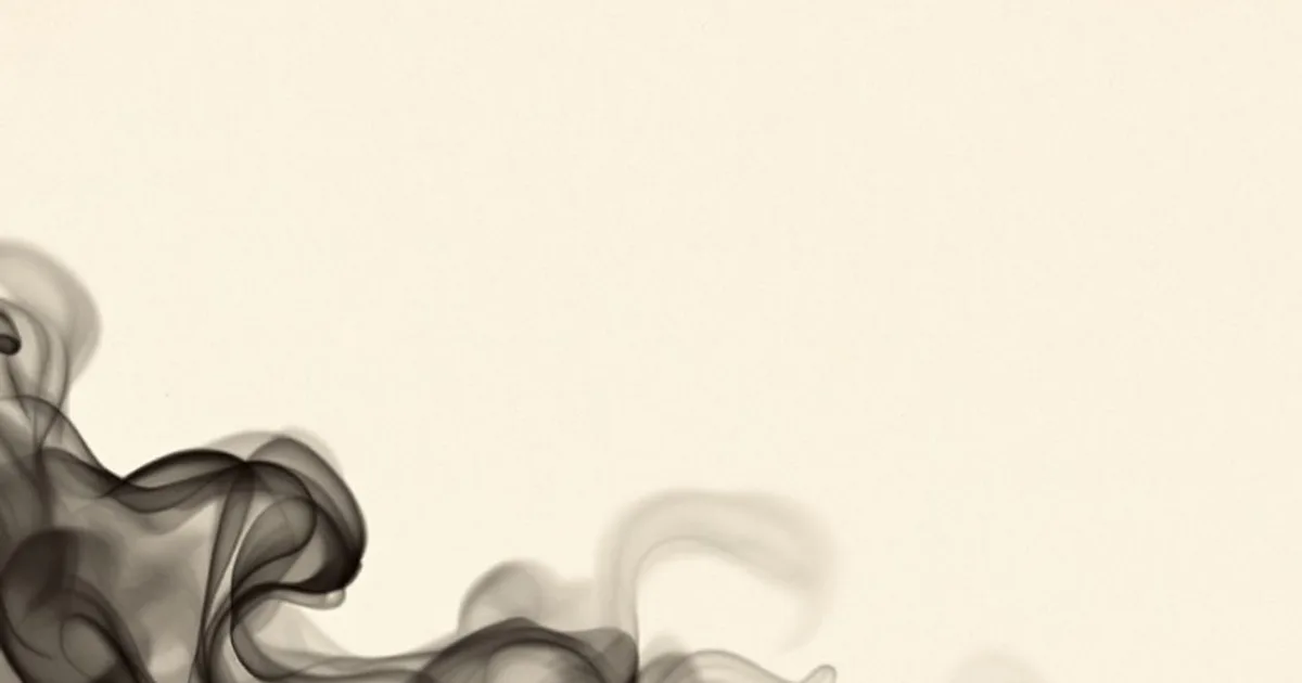 Sumi-e ink-wash illustration: a single thin thread of incense smoke curling upward in still air.