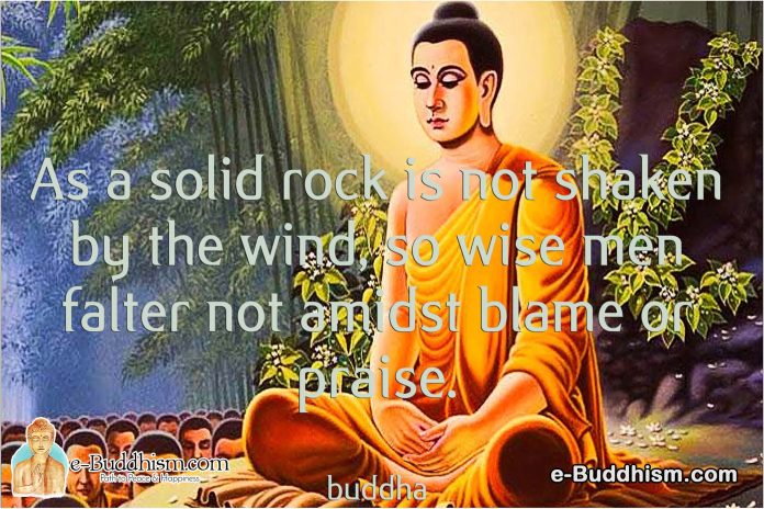 As a solid rock is not shaken by the wind so wise men falter not amidst blame or praise. -Buddha