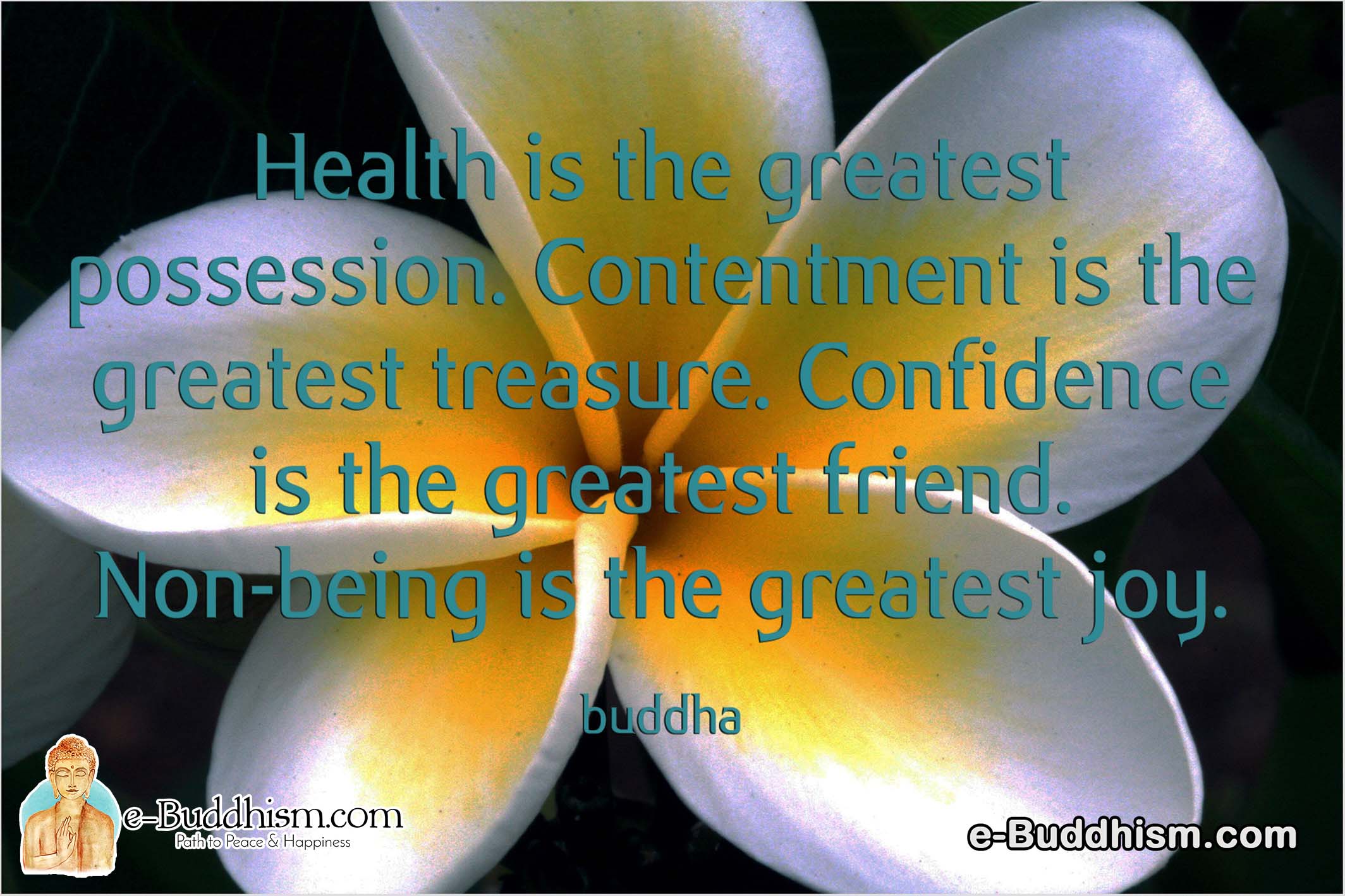 Health is the greatest possession. contentment is the greatest treasure. Confidence is the greatest friend. Non-being is the greatest joy. -Buddha