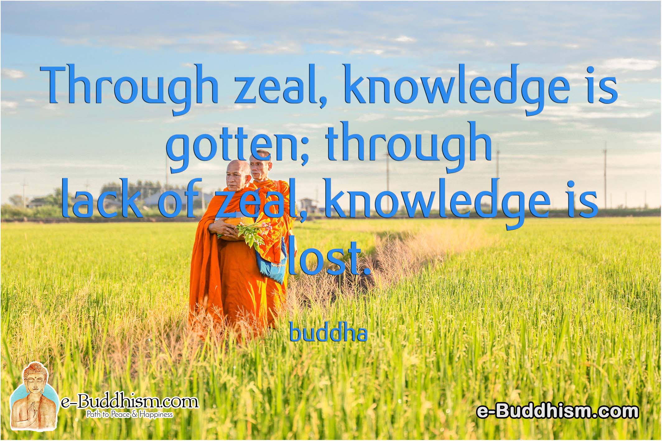 Through zeal, knowledge is gotten; through lack of zeal, knowledge is lost. -Buddha