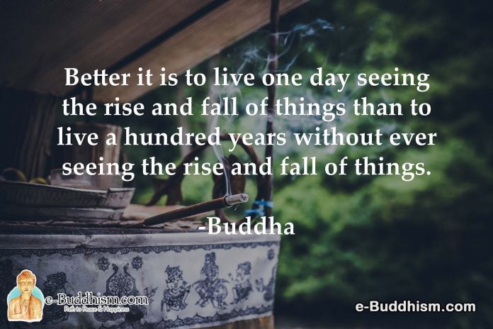 Better it is to live one day seeing the rise and fall of things than to live a hundred years without ever seeing the rise and fall of things. -Buddha