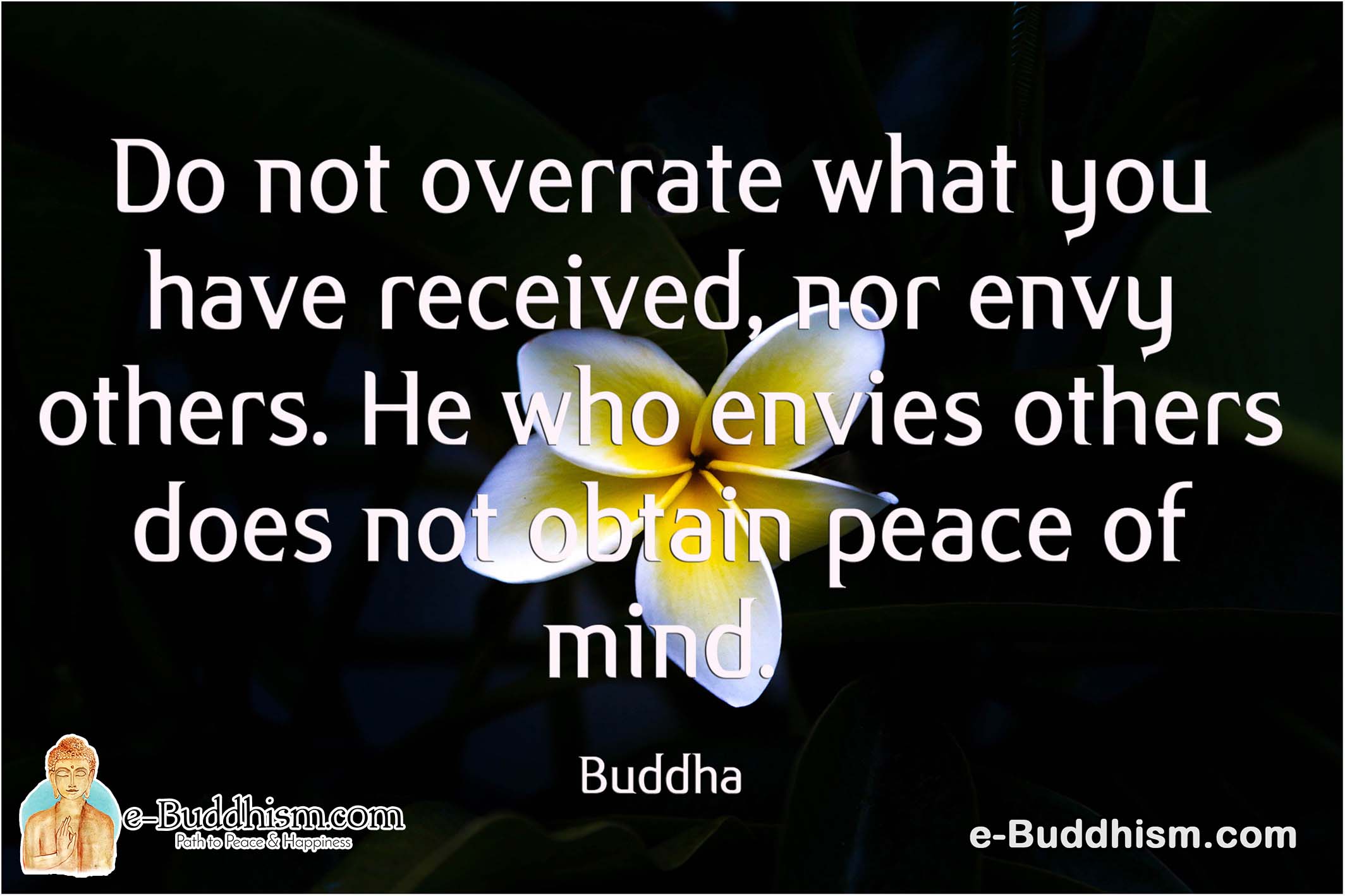 Do not overrate what you have received, nor envy others. He who envies others does not obtain peace of mind. Buddha