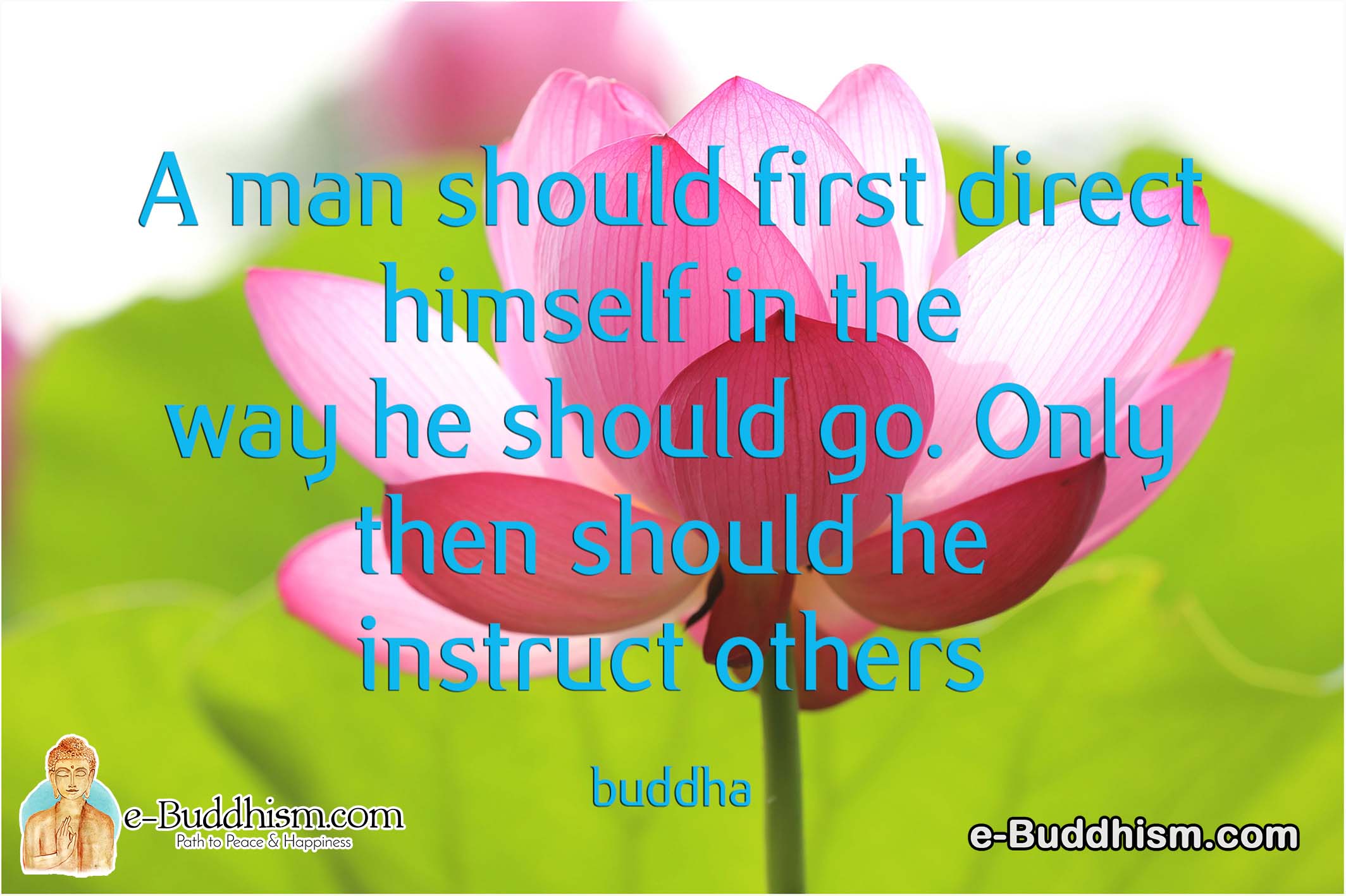 A man himself first direct himself in the way he should go. Only then should he instruct others. -Buddha