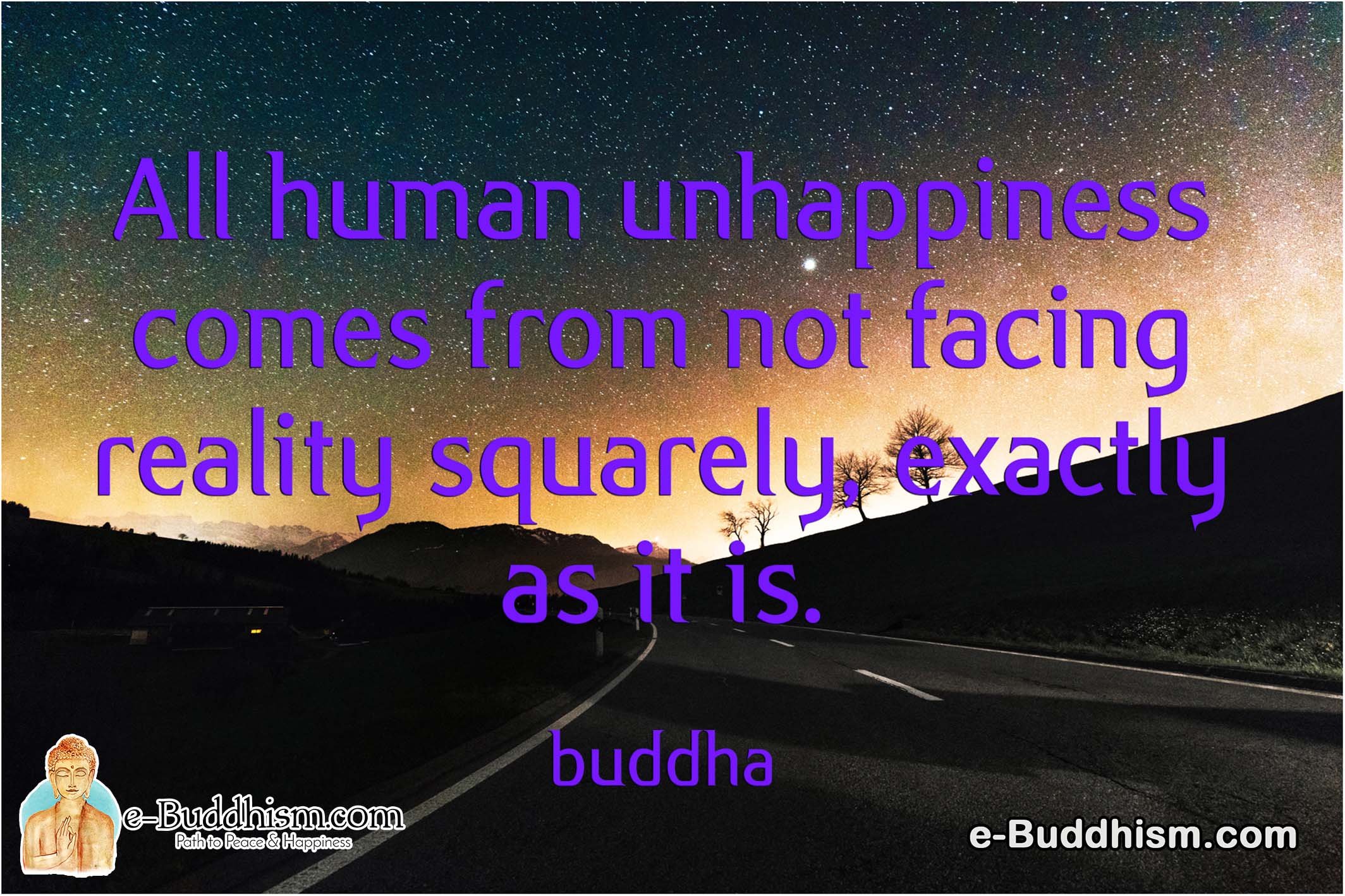 All human unhappiness comes from not facing reality squarely, exactly as it is. -Buddha