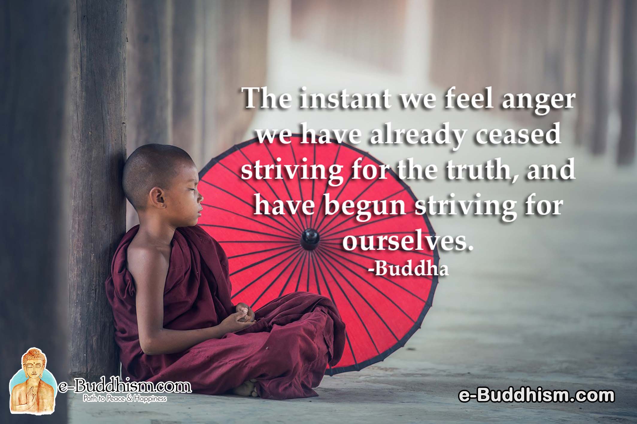 The instant we feel anger we have already ceased striving for the truth, and have begun striving for ourselves. -Buddha