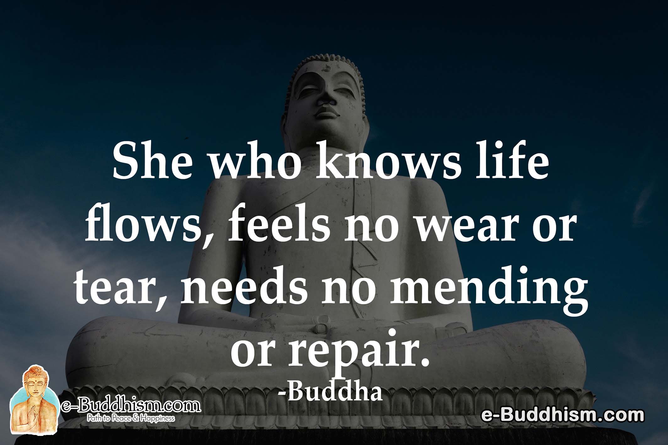 She knows life flows, feels no wear or tear, and needs no mending or repair. -Buddha