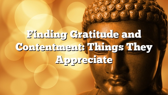 Finding Gratitude and Contentment: Things They Appreciate