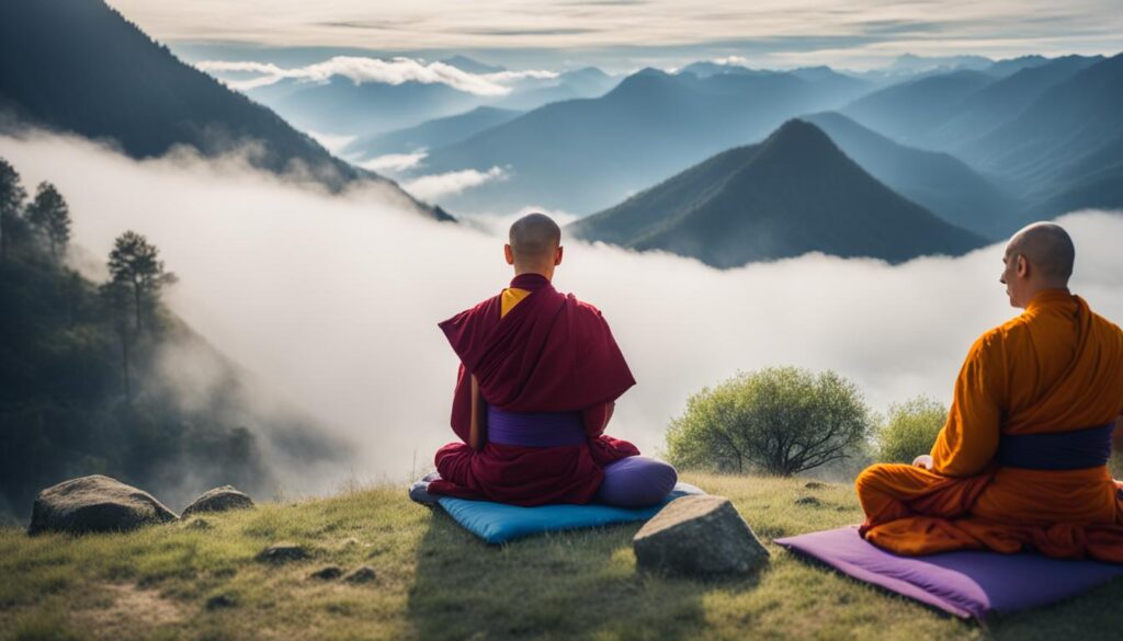 Buddhist Monks practicing mindfulness Buddhist Monks practicing mindfulness