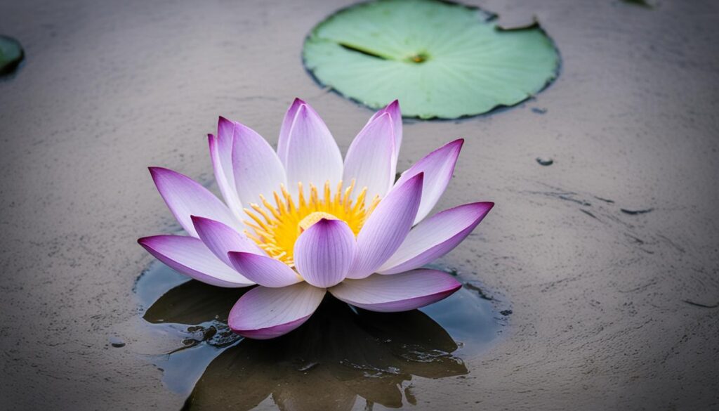 lotus flower blooms in muddy water