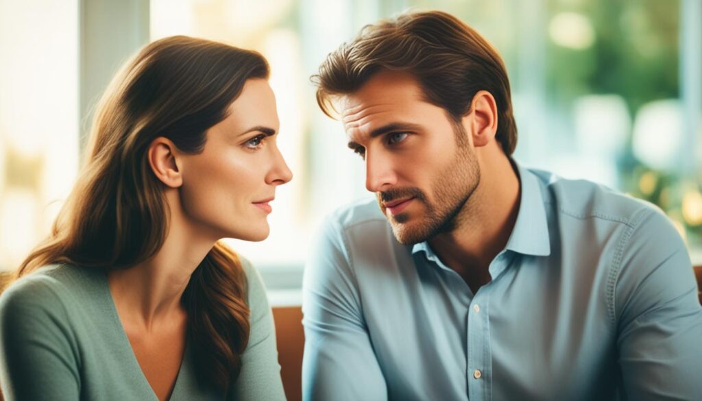 man and woman talking man and woman talking